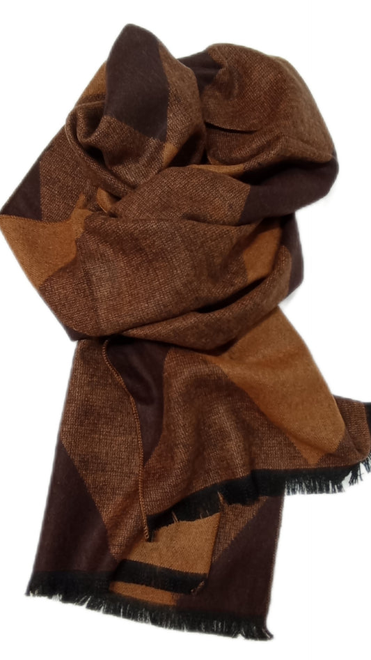 Männer-Winterschal "Rhomben" in braun und beige