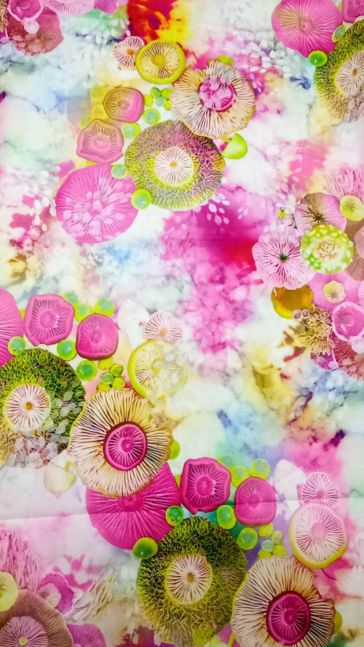 Sommer-3-Eck-Schal in pink, gelb, weiß und grün