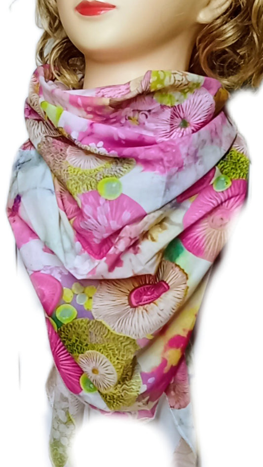 Sommer-3-Eck-Schal in pink, gelb, weiß und grün